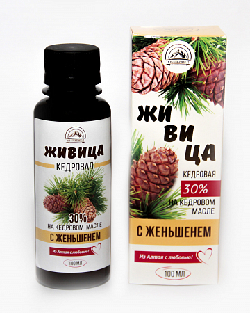 Живица кедровая с женьшенем 30% на кедровом масле 100 мл Хелпер мед